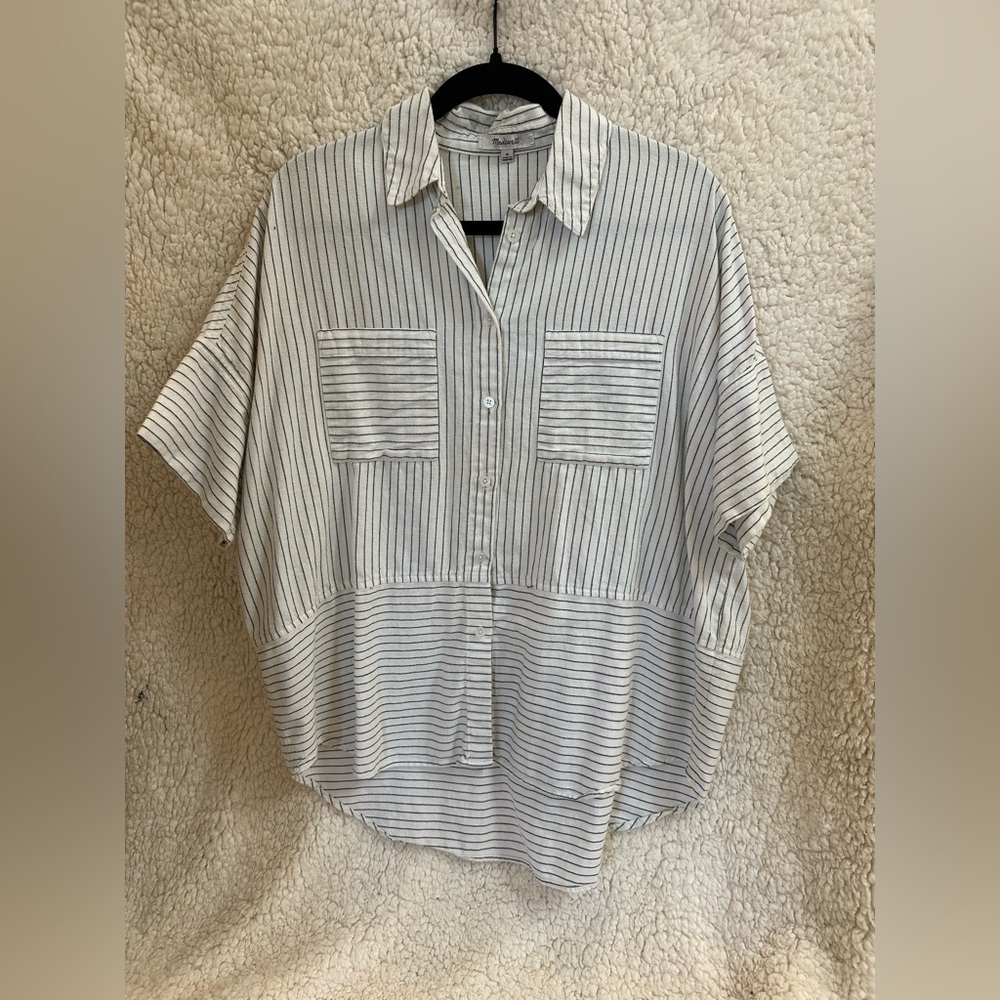 Madewell Cream and Black Striped Shirt